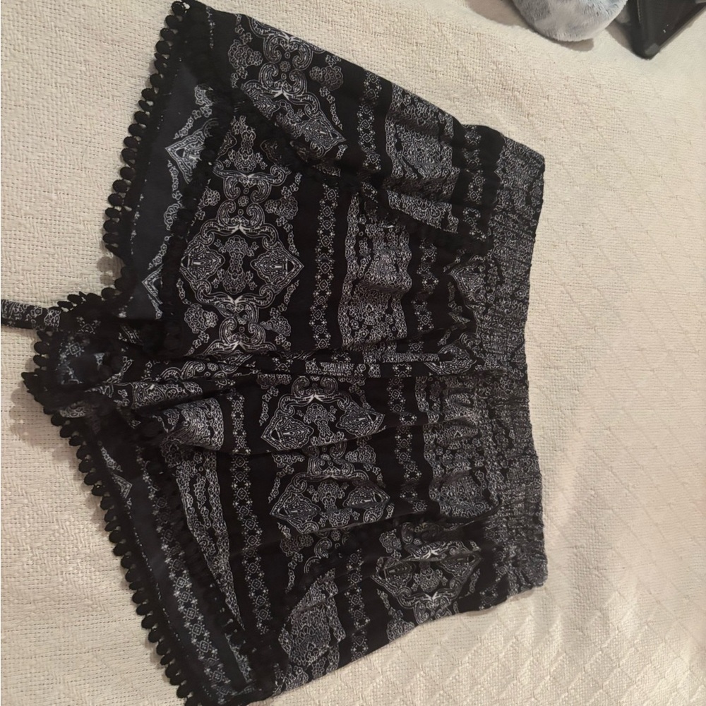 Black and Gray Patterned Shorts